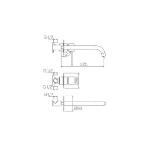 Milos Stick - Lavabo empotrado